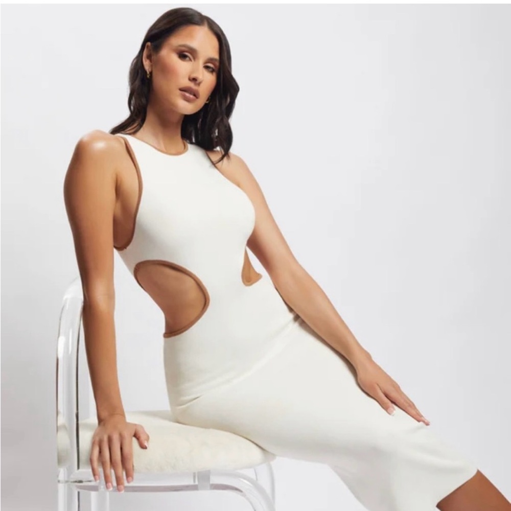 Meshki Lela Cut Out Off White Midi Dress - Size Medium - NWT